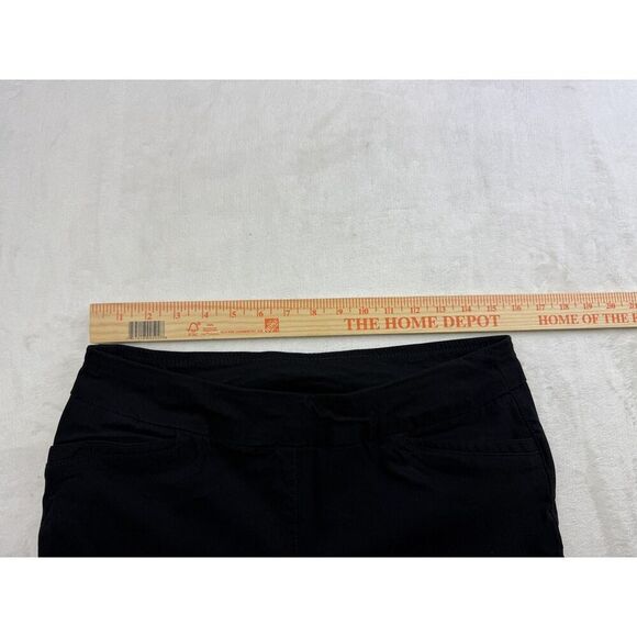 Slim-sation Pants Womens 12 Black Embroidered Floral Stretch Pull On Cropped - Picture 10 of 11